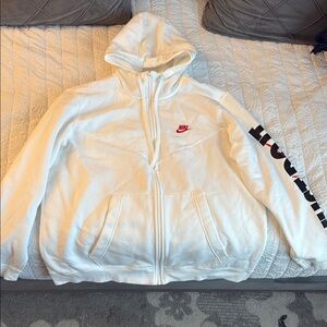 Nike White Hoodie with Red Logo size:XL